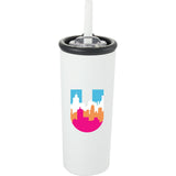 Kyser 20 oz Vacuum Tumbler with Straw — White (WH) — decorated front view — 19