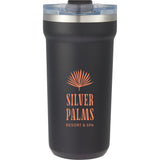 Catone 20 oz Recycled Vacuum Tumbler with Slider Lid — Black (BK) — decorated front view — 43