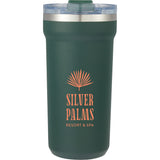 Catone 20 oz Recycled Vacuum Tumbler with Slider Lid — Green (GR) — decorated front view — 26