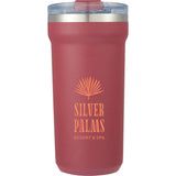 Catone 20 oz Recycled Vacuum Tumbler with Slider Lid — Maroon (MR) — decorated front view — 34