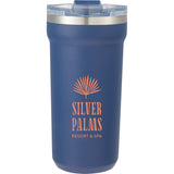 Catone 20 oz Recycled Vacuum Tumbler with Slider Lid — Navy (NY) — decorated front view — 10