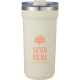 Catone 20 oz Recycled Vacuum Tumbler with Slider Lid — Taupe (TP) — decorated front view — 18