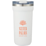 Catone 20 oz Recycled Vacuum Tumbler with Slider Lid — White (WH) — decorated front view — 2