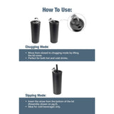 Catone 20 oz Recycled Vacuum Tumbler with Slider Lid — Black (BK) — blank product view — 51
