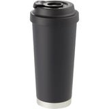 Haley 16 oz Vacuum Tumbler with One-Touch Lid — Black (BK) — blank front view — 20