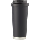 Haley 16 oz Vacuum Tumbler with One-Touch Lid — Black (BK) — blank front view — 22