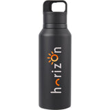 Dawson 18 oz Trigger-Action Insulated Bottle — Black (BK) — decorated front view — 9