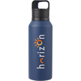 Dawson 18 oz Trigger-Action Insulated Bottle — Navy (NY) — decorated front view — 24