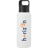 Dawson 18 oz Trigger-Action Insulated Bottle — White (WH) — decorated front view — 2