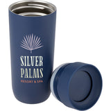 Jared 16 oz Vacuum Insulated Tumbler with 360° Lid — Navy (NY) — decorated detail view — 9