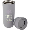 Jared 16 oz Vacuum Insulated Tumbler with 360° Lid — Stone (ST) — decorated detail view
