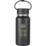 Mini Thor 8oz Vacuum Insulated Bottle with Clip Handle — Black (BK) — decorated front view — 32
