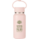 Mini Thor 8oz Vacuum Insulated Bottle with Clip Handle — Pink (PK) — decorated front view — 25