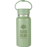 Mini Thor 8oz Vacuum Insulated Bottle with Clip Handle — Sage (SG) — decorated front view — 9