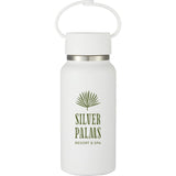Mini Thor 8oz Vacuum Insulated Bottle with Clip Handle — White (WH) — decorated front view — 2