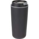 Cooper 16 oz Recycled Double Wall Plastic Tumbler with Hinging Flap Lid — Black (BK) — blank right angle