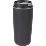 Cooper 16 oz Recycled Double Wall Plastic Tumbler with Hinging Flap Lid — Black (BK) — blank right angle — 32