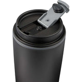Cooper 16 oz Recycled Double Wall Plastic Tumbler with Hinging Flap Lid — Black (BK) — blank detail view — 29