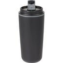 Cooper 16 oz Recycled Double Wall Plastic Tumbler with Hinging Flap Lid — Black (BK) — blank front view