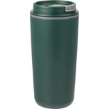 Cooper 16 oz Recycled Double Wall Plastic Tumbler with Hinging Flap Lid — Green (GR) — blank right angle — 48