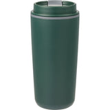 Cooper 16 oz Recycled Double Wall Plastic Tumbler with Hinging Flap Lid — Green (GR) — blank back view — 47