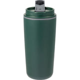 Cooper 16 oz Recycled Double Wall Plastic Tumbler with Hinging Flap Lid — Green (GR) — blank front view — 43