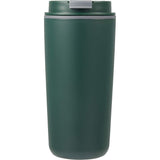 Cooper 16 oz Recycled Double Wall Plastic Tumbler with Hinging Flap Lid — Green (GR) — blank front view — 44