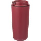 Cooper 16 oz Recycled Double Wall Plastic Tumbler with Hinging Flap Lid — Red (RD) — blank left angle — 17