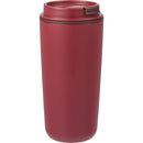 Cooper 16 oz Recycled Double Wall Plastic Tumbler with Hinging Flap Lid — Red (RD) — blank right angle