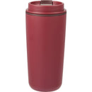 Cooper 16 oz Recycled Double Wall Plastic Tumbler with Hinging Flap Lid — Red (RD) — blank back view