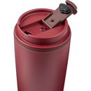 Cooper 16 oz Recycled Double Wall Plastic Tumbler with Hinging Flap Lid — Red (RD) — blank detail view
