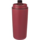 Cooper 16 oz Recycled Double Wall Plastic Tumbler with Hinging Flap Lid — Red (RD) — blank front view