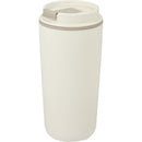 Cooper 16 oz Recycled Double Wall Plastic Tumbler with Hinging Flap Lid — Taupe (TP) — blank left angle
