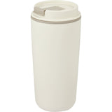 Cooper 16 oz Recycled Double Wall Plastic Tumbler with Hinging Flap Lid — Taupe (TP) — blank left angle — 41