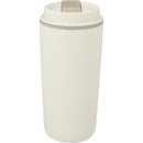 Cooper 16 oz Recycled Double Wall Plastic Tumbler with Hinging Flap Lid — Taupe (TP) — blank back view