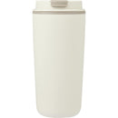 Cooper 16 oz Recycled Double Wall Plastic Tumbler with Hinging Flap Lid — Taupe (TP) — blank front view