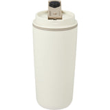 Cooper 16 oz Recycled Double Wall Plastic Tumbler with Hinging Flap Lid — Taupe (TP) — blank front view — 35