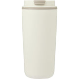 Cooper 16 oz Recycled Double Wall Plastic Tumbler with Hinging Flap Lid — Taupe (TP) — blank front view — 36