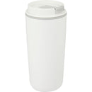 Cooper 16 oz Recycled Double Wall Plastic Tumbler with Hinging Flap Lid — White (WH) — blank right angle