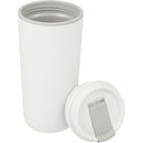 Cooper 16 oz Recycled Double Wall Plastic Tumbler with Hinging Flap Lid — White (WH) — blank detail view