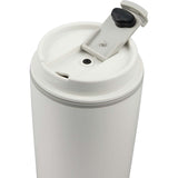 Cooper 16 oz Recycled Double Wall Plastic Tumbler with Hinging Flap Lid — White (WH) — blank detail view — 5