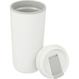Cooper 16 oz Recycled Double Wall Plastic Tumbler with Hinging Flap Lid — White (WH) — blank detail view — 6