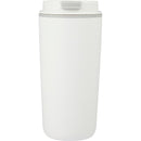 Cooper 16 oz Recycled Double Wall Plastic Tumbler with Hinging Flap Lid — White (WH) — blank front view