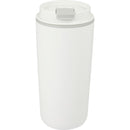 Cooper 16 oz Recycled Double Wall Plastic Tumbler with Hinging Flap Lid — White (WH) — blank front view