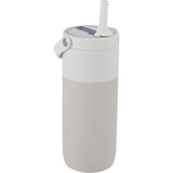 Roots 20 oz Ceramic Lined Travel Tumbler with Straw — Cream (CR) — blank right angle — 18
