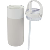 Roots 20 oz Ceramic Lined Travel Tumbler with Straw — Cream (CR) — blank detail view — 16