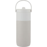 Roots 20 oz Ceramic Lined Travel Tumbler with Straw — Cream (CR) — blank front view — 13