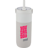 Roots 20 oz Ceramic Lined Travel Tumbler with Straw — Cream (CR) — decorated front view — 11