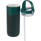 Roots 20 oz Ceramic Lined Travel Tumbler with Straw — Green (GR) — blank detail view — 25