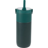 Roots 20 oz Ceramic Lined Travel Tumbler with Straw — Green (GR) — blank front view — 21